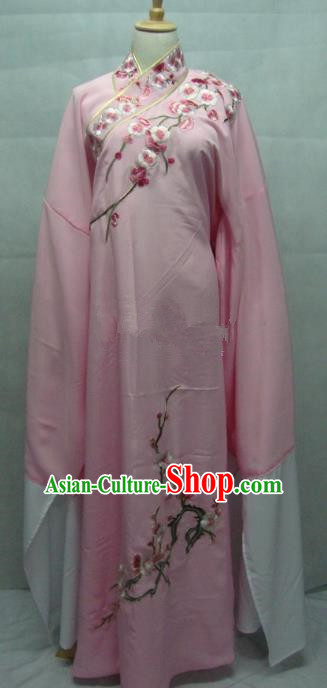 Traditional Chinese Beijing Opera Niche Costume Embroidered Plum Blossom Pink Robe for Adults