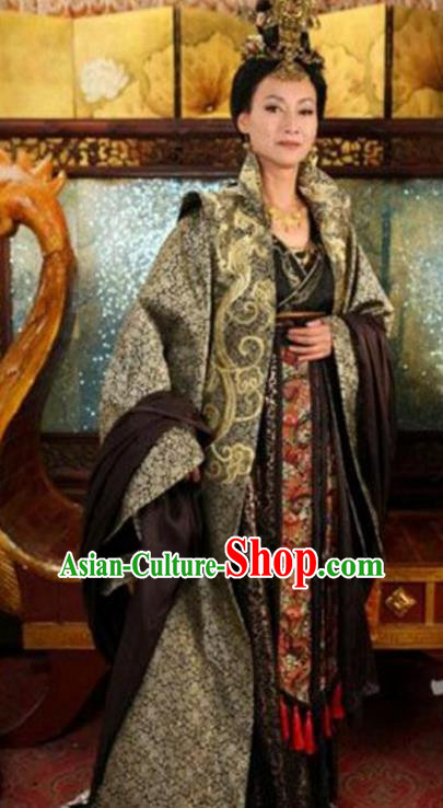 Chinese Ancient Tang Dynasty Embroidered Dress Empress Wu Zetian Replica Costume for Women