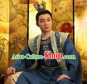 Traditional Chinese Tang Dynasty Nobility Childe Wu Chongxun Replica Costume for Men