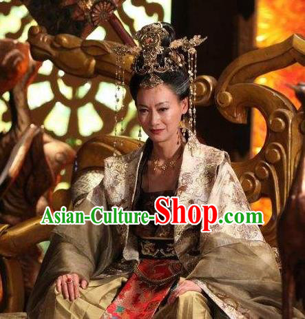 Chinese Ancient Tang Dynasty Female Emperor Embroidered Dress Empress Wu Zetian Replica Costume for Women