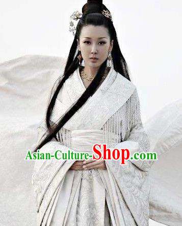 Chinese Ancient Teleplay Performance Palace Lady Hanfu Embroidered Costume and Headpiece Complete Set