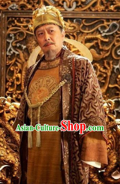 Chinese Ancient Tang Dynasty Emperor Taizong Li Shimin Embroidered Replica Costume for Men