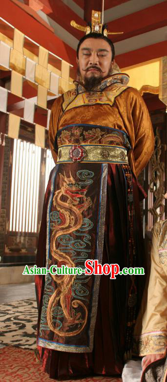 Chinese Ancient Emperor Yang of Sui Dynasty Yang Guang Embroidered Replica Costume for Men