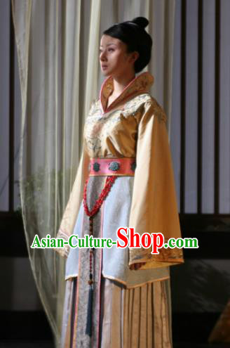 Chinese Sui Dynasty Royal Princess Yue Rong Hanfu Dress Replica Costume for Women