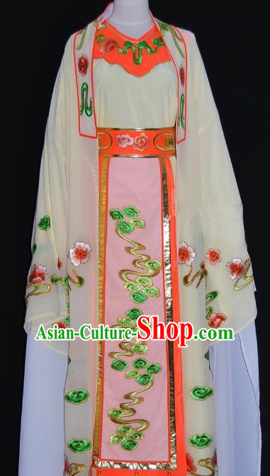 Traditional Chinese Beijing Opera Niche Costume Scholar Embroidery Beige Robe for Adults