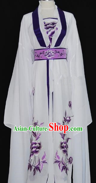 Traditional Chinese Beijing Opera Diva Purple Dress Peking Opera Nobility Lady Embroidered Costume