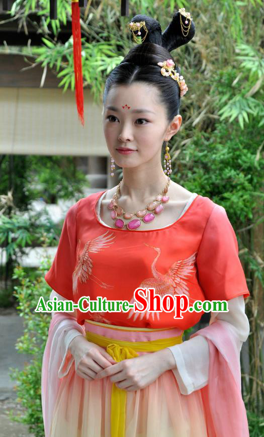 Chinese Ancient Tang Dynasty Princess Embroidered Dress Replica Costume for Women