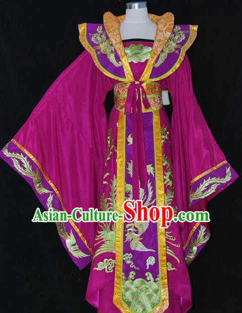 Traditional Chinese Beijing Opera Imperial Empress Purple Dress Peking Opera Diva Embroidered Costume