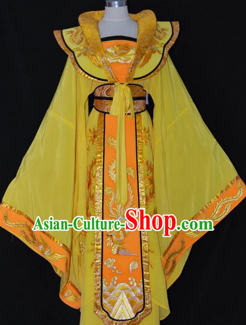 Traditional Chinese Beijing Opera Imperial Empress Yellow Dress Peking Opera Diva Embroidered Costume