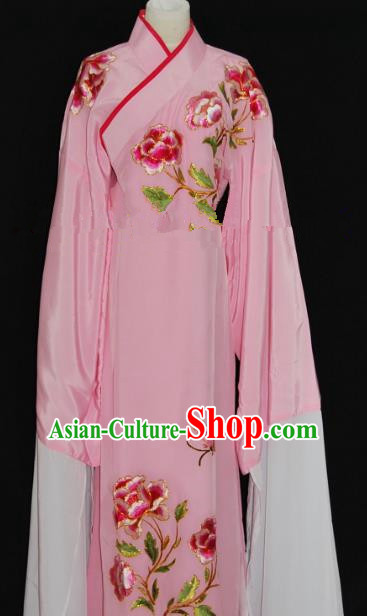 Traditional Chinese Beijing Opera Embroidery Peony Pink Costume Peking Opera Niche Clothing for Adults