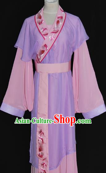 Traditional Chinese Beijing Opera Maidservants Purple Dress Peking Opera Young Lady Costume