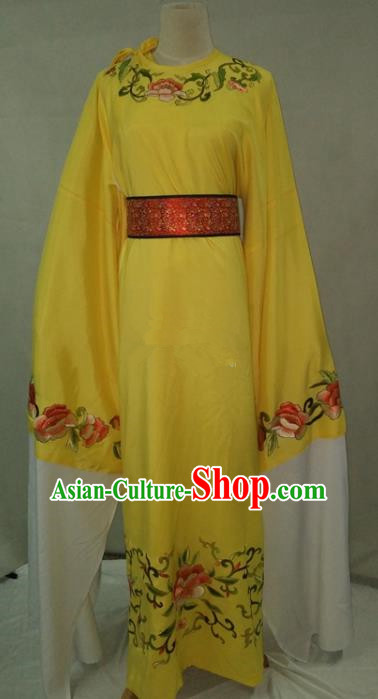 Traditional Chinese Beijing Opera Niche Water Sleeve Yellow Robe Peking Opera Young Men Costume for Adults