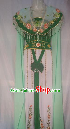 Traditional Chinese Beijing Opera Young Lady Costume Peking Opera Diva Green Dress