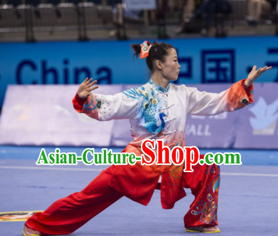 Supreme Female Taiji Quan Uniforms Kung Fu Suit Kung Fu Uniform Chinese Jacket Taiji Clothes Dress Dresses Kung Fu Clothing Embroidered Tai Chi Suits Custom Kung Fu Embroidery Uniforms