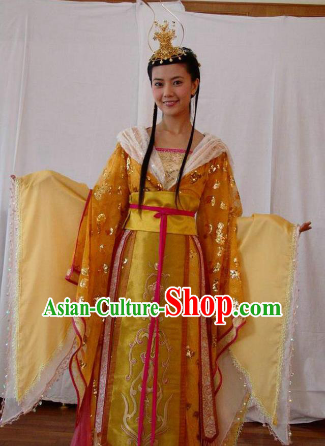 Ancient Chinese Tang Dynasty Crown Princess of Li Jiancheng Hanfu Dress Palace Lady Replica Costume for Women