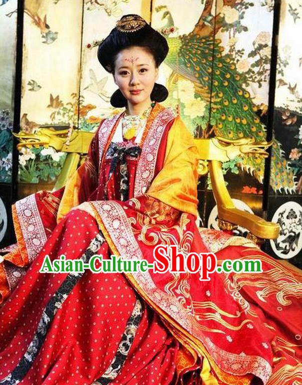 Chinese Tang Dynasty Palace Queen Historical Costume Ancient Empress Wang Replica Costume for Women