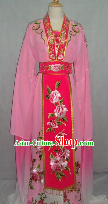 Traditional Chinese Beijing Opera Diva Embroidered Costume Peking Opera Young Lady Pink Dress