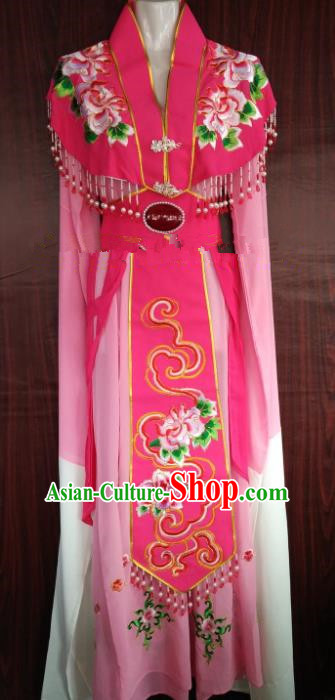 Traditional Chinese Beijing Opera Diva Embroidered Costume Professional Peking Opera Pink Dress