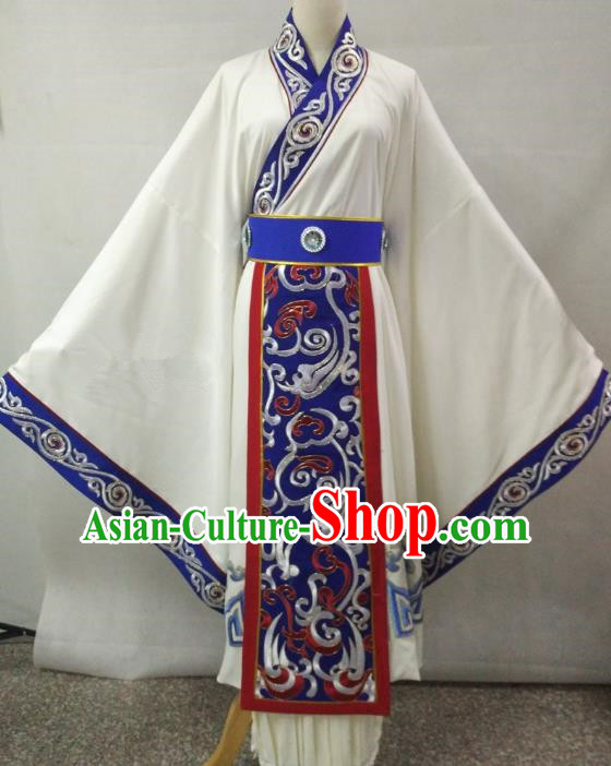 Traditional Chinese Beijing Opera Empress Costume Professional Peking Opera Diva Embroidered White Dress