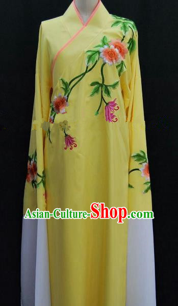 Traditional Chinese Beijing Opera Embroidered Yellow Robe Peking Opera Niche Costume for Adults
