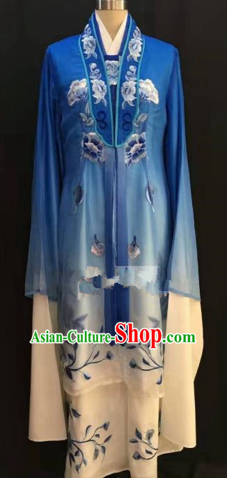 Traditional Chinese Beijing Opera Costume Professional Peking Opera Diva Blue Dress