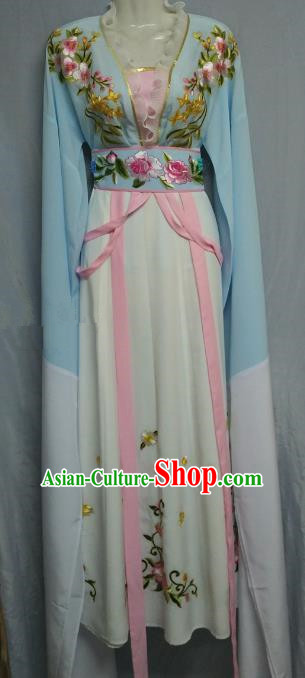 Traditional Chinese Beijing Opera Nobility Lady Costume Professional Peking Opera Diva Blue Dress