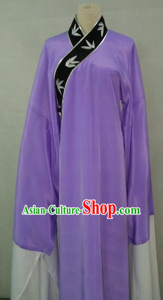 Top Grade Chinese Beijing Opera Young Men Costume Peking Opera Niche Embroidery Bamboo Leaf Purple Robe for Adults