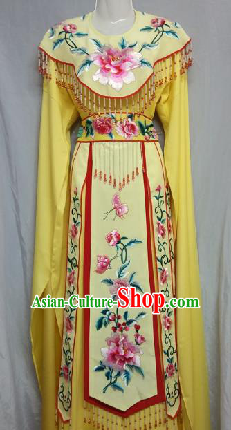 Top Grade Chinese Beijing Opera Actress Costume China Professional Peking Opera Diva Yellow Dress