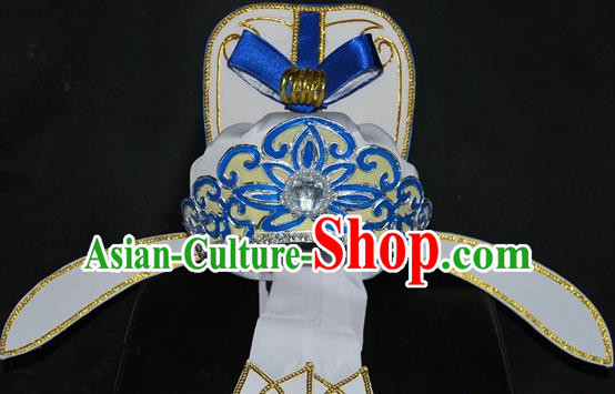 China Traditional Beijing Opera Young Men Headwear Chinese Peking Opera Niche White Hats for Men