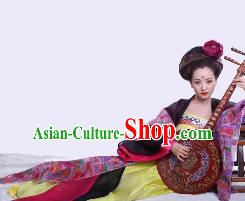 Chinese Ancient Tang Dynasty Courtesan Hanfu Dress Geisha Historical Costume for Women