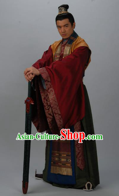 Chinese Ancient Tang Dynasty Nobility Childe Minister Wu Yanming Replica Costume for Men