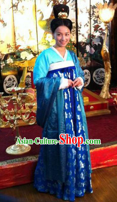 Chinese Ancient Tang Dynasty Palace Lady Wu Meiniang Embroidered Historical Costume for Women