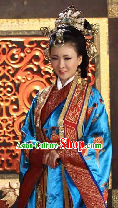 Chinese Ancient Tang Dynasty Empress Embroidered Dress Historical Costume for Women
