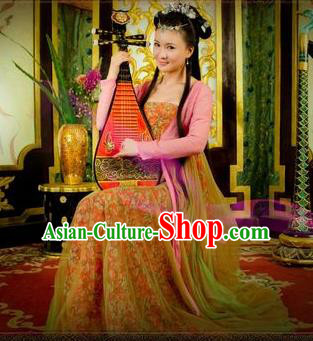 Chinese Ancient Tang Dynasty Geisha Dress Courtesan Historical Costume for Women