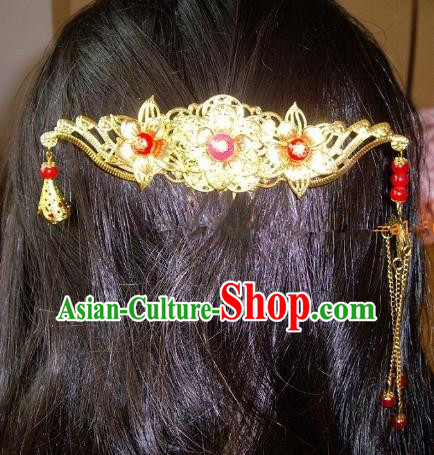 Chinese Ancient Hair Accessories Hairpins Golden Hanfu Hair Comb for Women