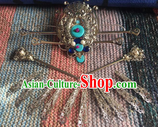 Chinese Ancient Palace Lady Hair Accessories Phoenix Coronet Hairpins Complete Set for Women