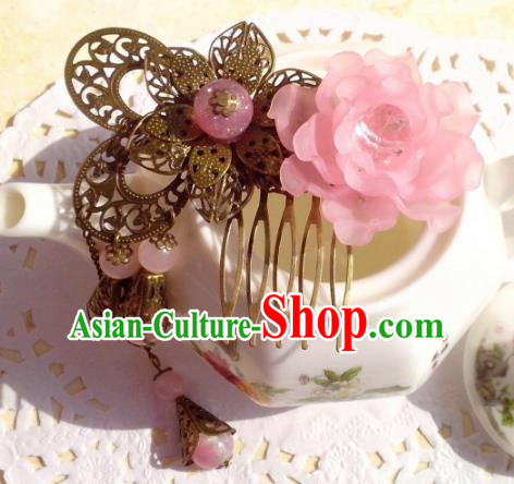 Chinese Ancient Hair Accessories Hanfu Hairpins Butterfly Flowers Hair Comb for Women