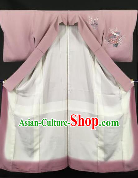 Japan Traditional Kimonos Pink Furisode Kimono Ancient Yukata Dress Formal Costume for Women