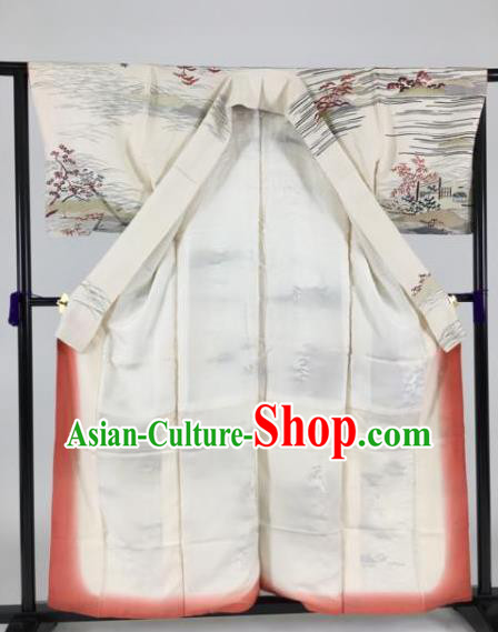 Japanese Ancient Male Palace White Kimono Costume Traditional Wafuku Hakama Yukata Robe for Men