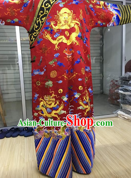 China Traditional Qing Dynasty Manchu Empress Embroidered Dress Costume for Women