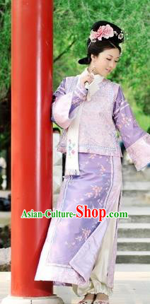 Chinese Qing Dynasty Princess Costume Ancient Manchu Palace Lady Embroidered Dress for Women