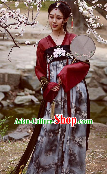 Chinese Tang Dynasty Ancient Palace Lady Costume Hanfu Dress for Women