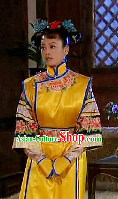 Chinese Traditional Manchu Lady Historical Costume China Qing Dynasty Empress Dowager Xiaozhuang Embroidered Clothing