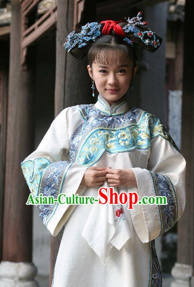 Chinese Traditional Palace Lady Historical Costume China Qing Dynasty Shunzhi Imperial Concubine Dong Clothing