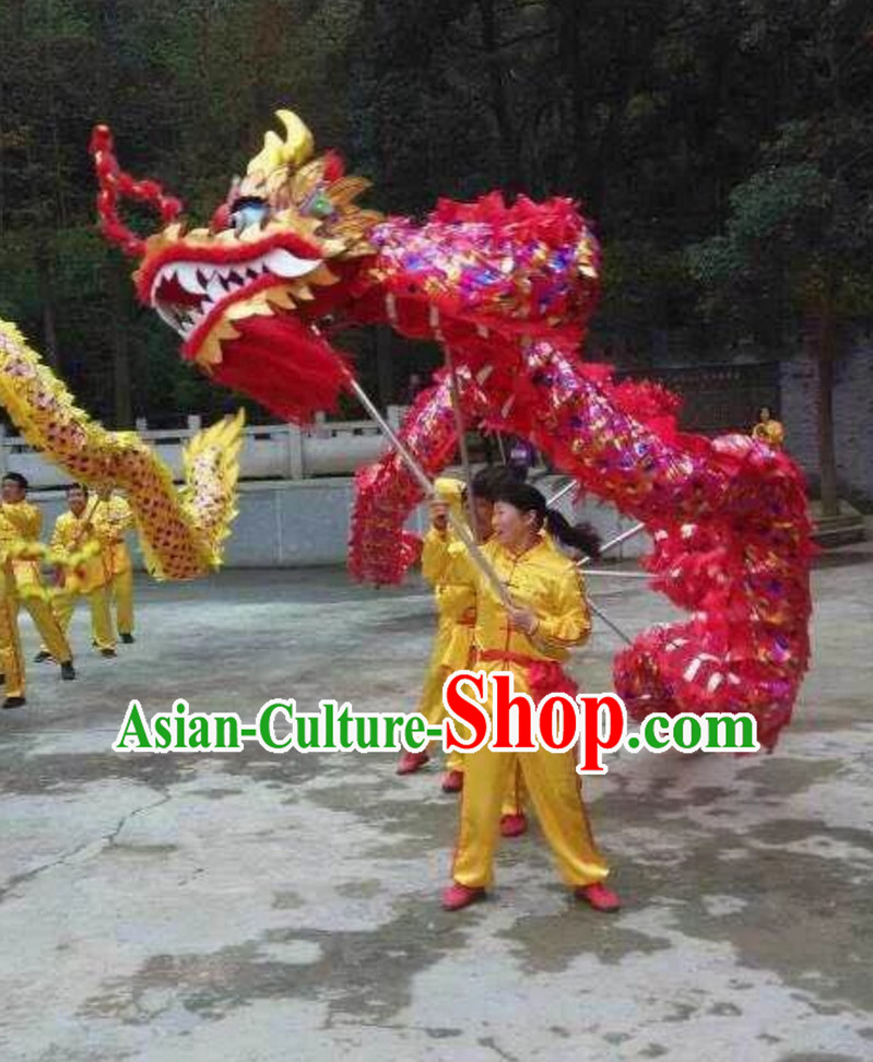 Chinese Classical Parade Procession Colorful Dragon Dance Costumes Complete Set for 8 People Adults or Kids