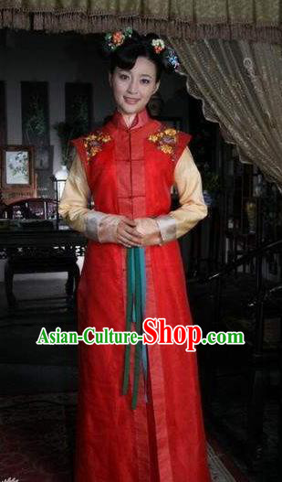 Chinese Ancient Shunzhi Princess Historical Replica Costume China Qing Dynasty Manchu Palace Lady Embroidered Clothing