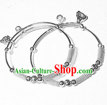 Traditional Chinese Miao Nationality Bracelet Hmong Accessories Sliver Bangle for Women