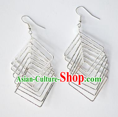 Traditional Chinese Miao Nationality Earrings Hmong Accessories Sliver Eardrop for Women