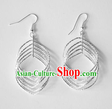 Traditional Chinese Miao Nationality Earrings Hmong Accessories Sliver Eardrop for Women
