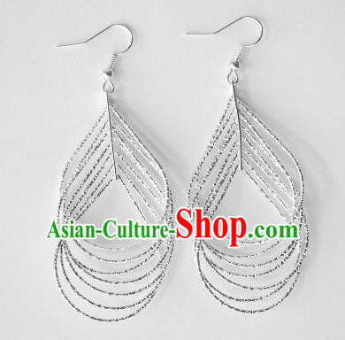 Traditional Chinese Miao Nationality Earrings Hmong Accessories Sliver Eardrop for Women